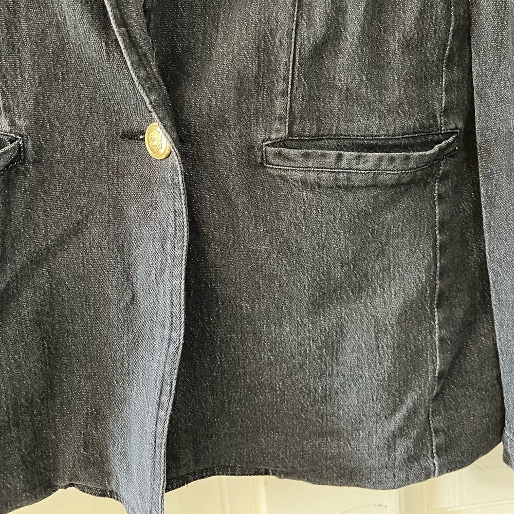 Black denim single button blazer - Picture 3 of 8